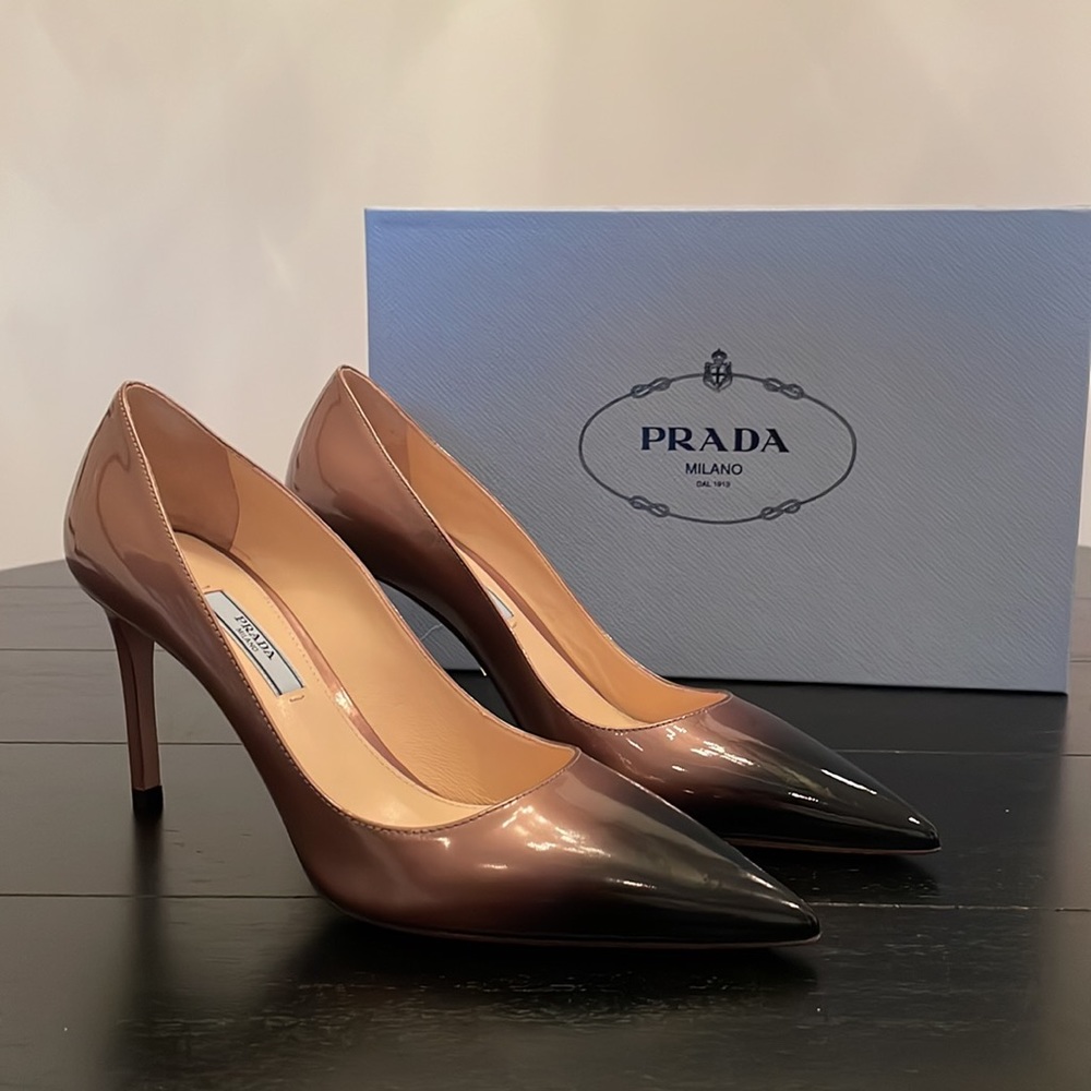Prada Black and Copper Ombré Pointed Toe Stiletto Heel, Size 38